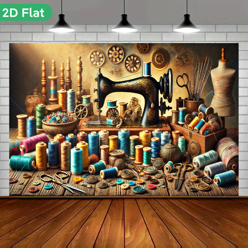 Vintage Sewing Textile - Tapiz de Pared Vintage Retro para