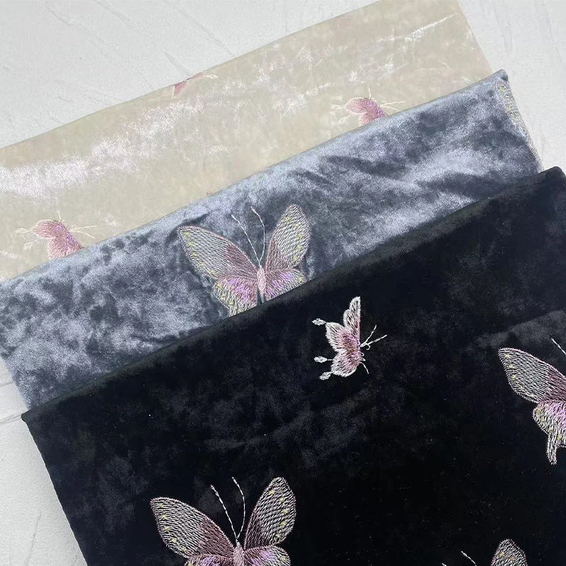 Tela bordada de mariposa color - Sewing Velvet Fabric reseña y precio